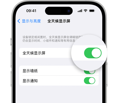 博乐苹果15预约维修分享iPhone15如何设置全天候显示屏幕可见 